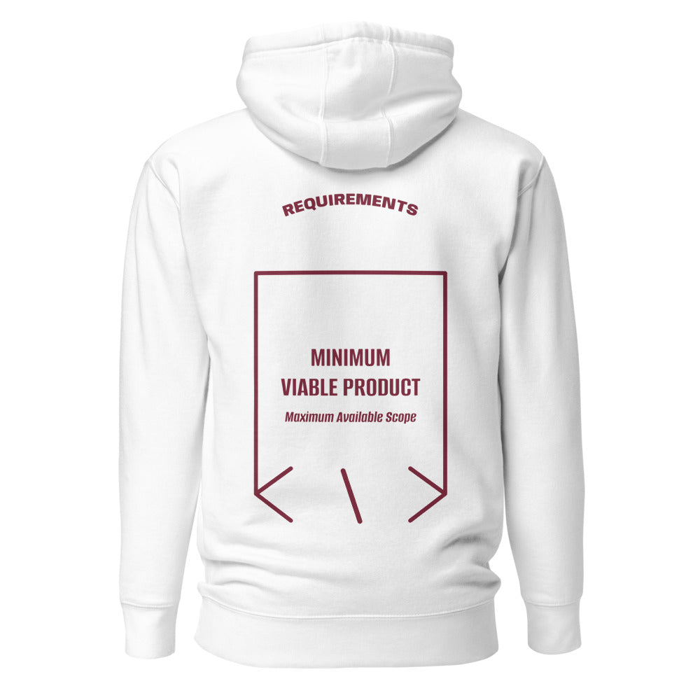 Minimum Viable Product — White Maroon back mockup