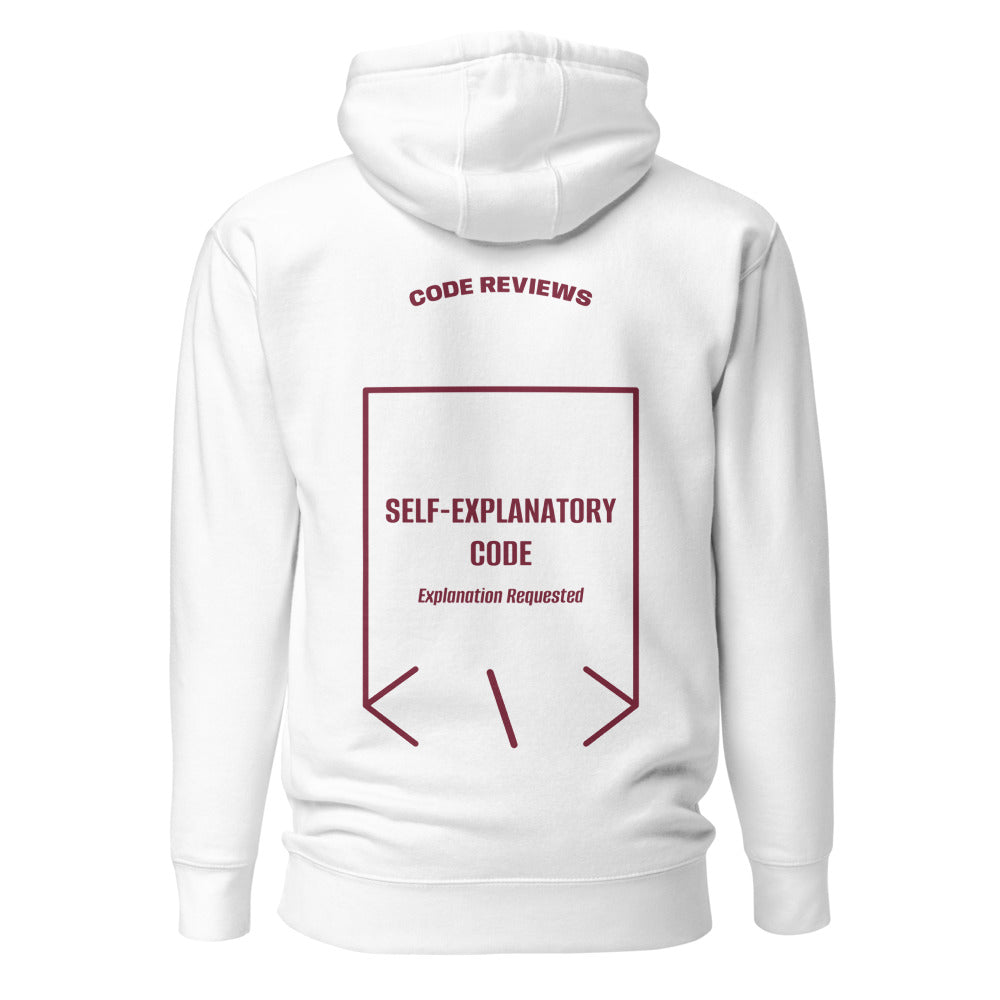 Self-Explanatory Code — White Maroon back mockup
