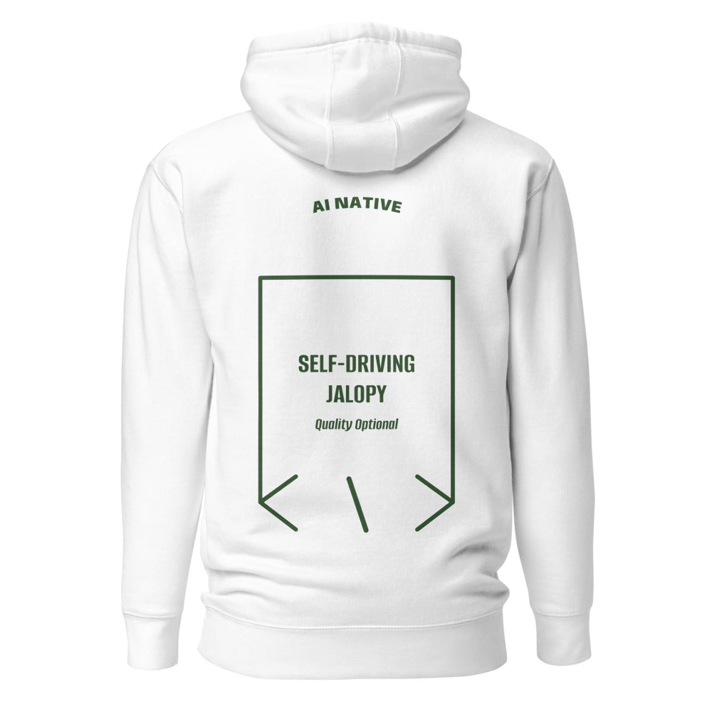 Self-Driving Jalopy — White Forest Green back mockup