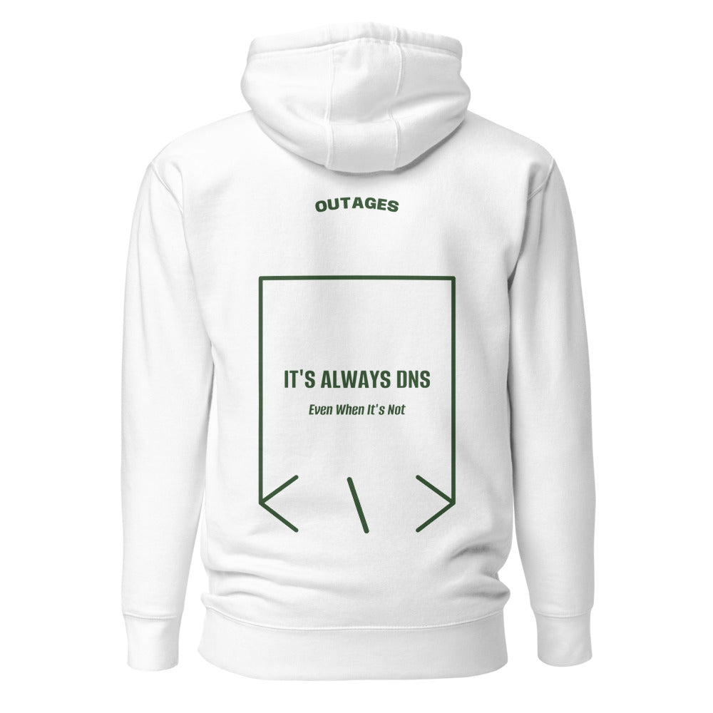 It's Always DNS — White Forest Green back mockup