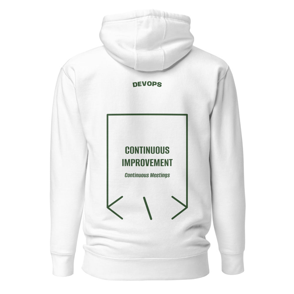 Continuous Improvement — White Forest Green back mockup