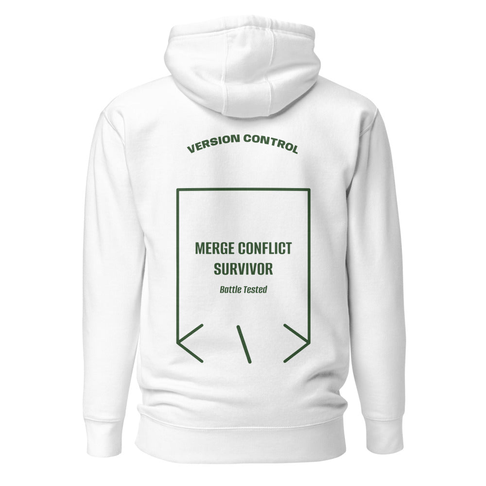 Merge Conflict Survivor — White Forest Green back mockup