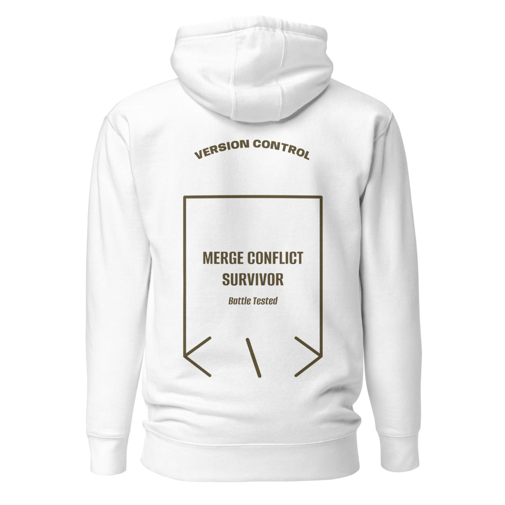 Merge Conflict Survivor — White Military Green back mockup