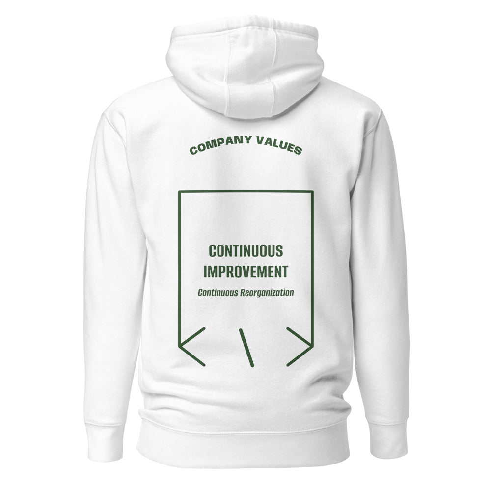 Continuous Improvement — White Forest Green back mockup