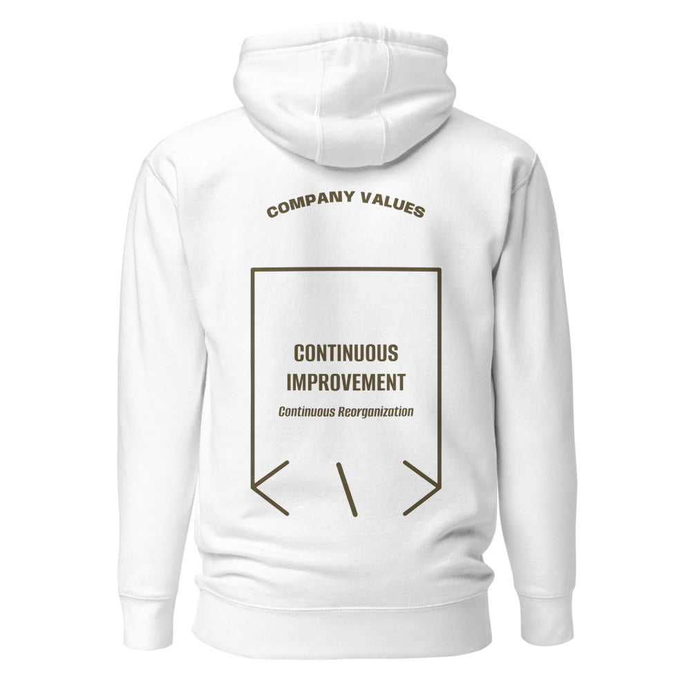Continuous Improvement — White Military Green back mockup