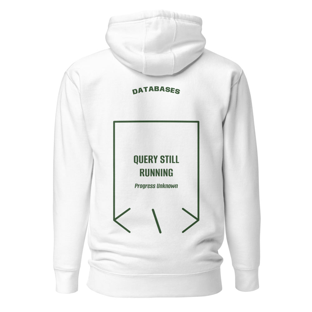 Query Still Running — White Forest Green back mockup