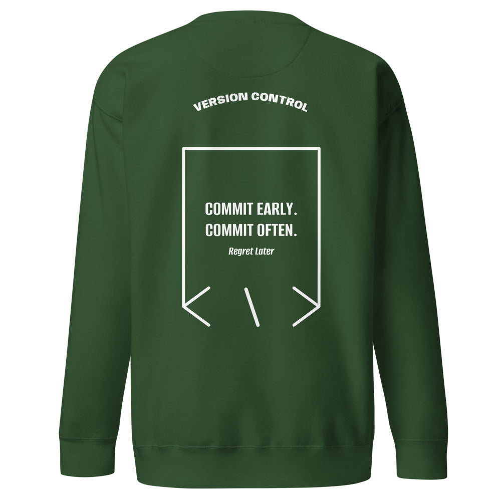Commit Early. Commit Often. — Forest Green White back mockup