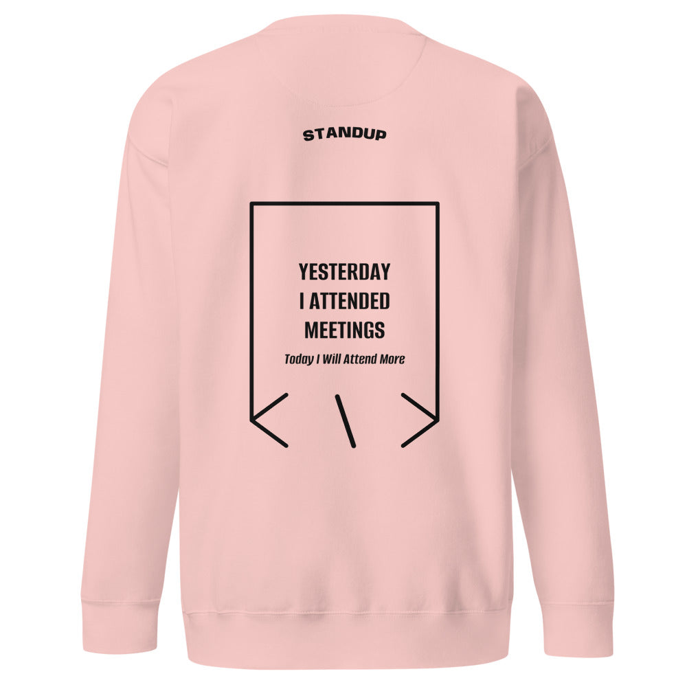 Yesterday I Attended Meetings — Light Pink Black back mockup