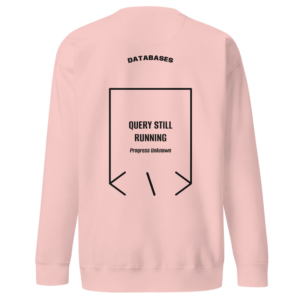 Query Still Running — Light Pink Black back mockup