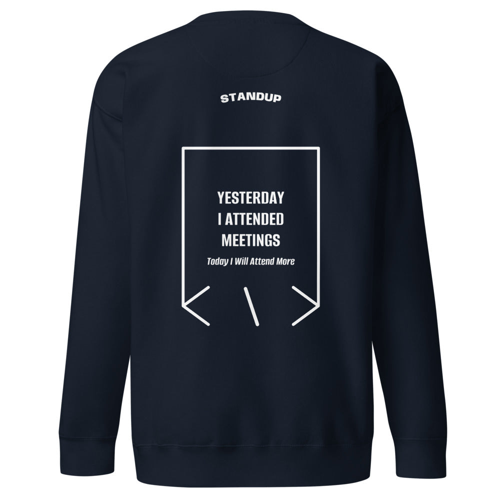 Yesterday I Attended Meetings — Navy Blazer White back mockup