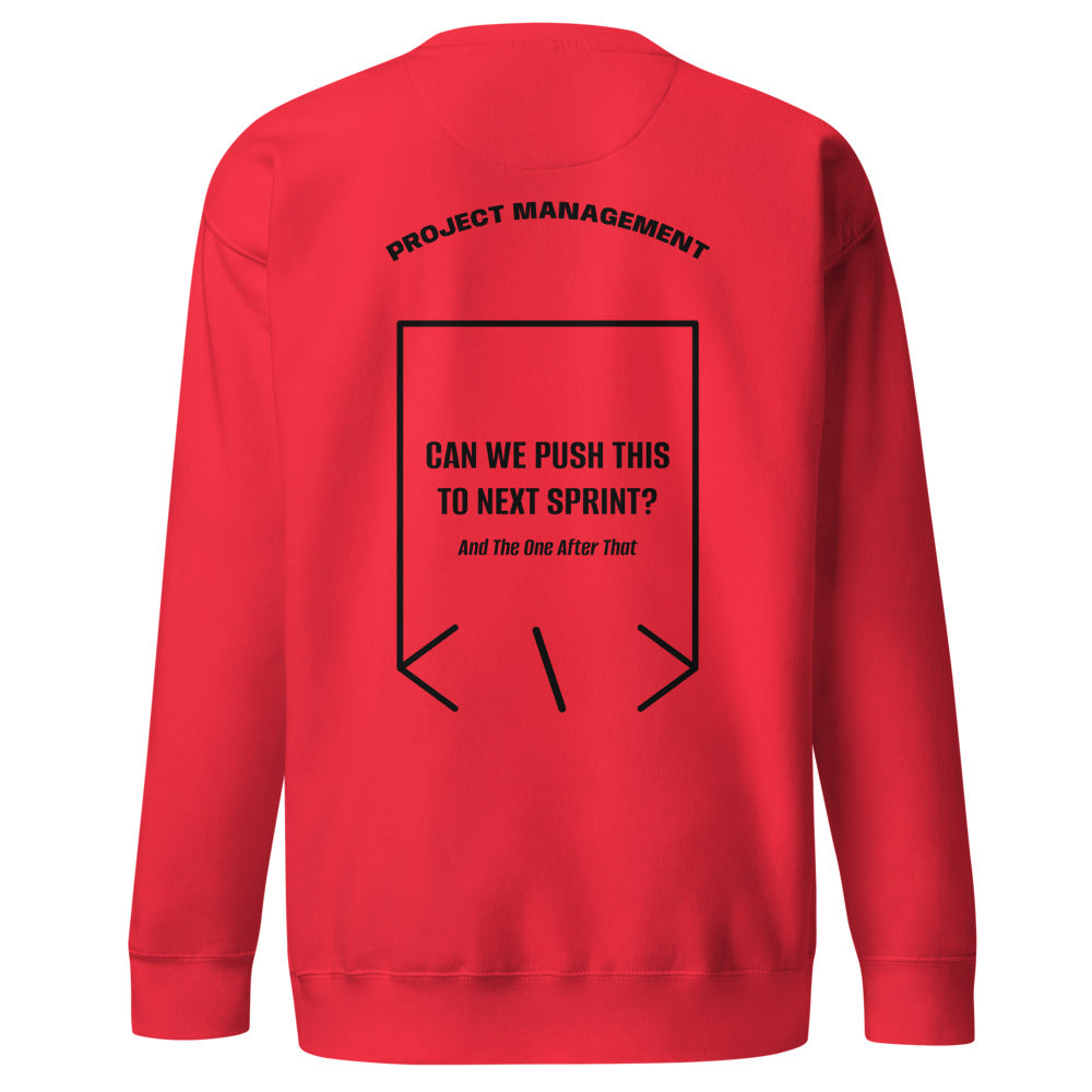 Can We Push This To Next Sprint? — Team Red Black back mockup