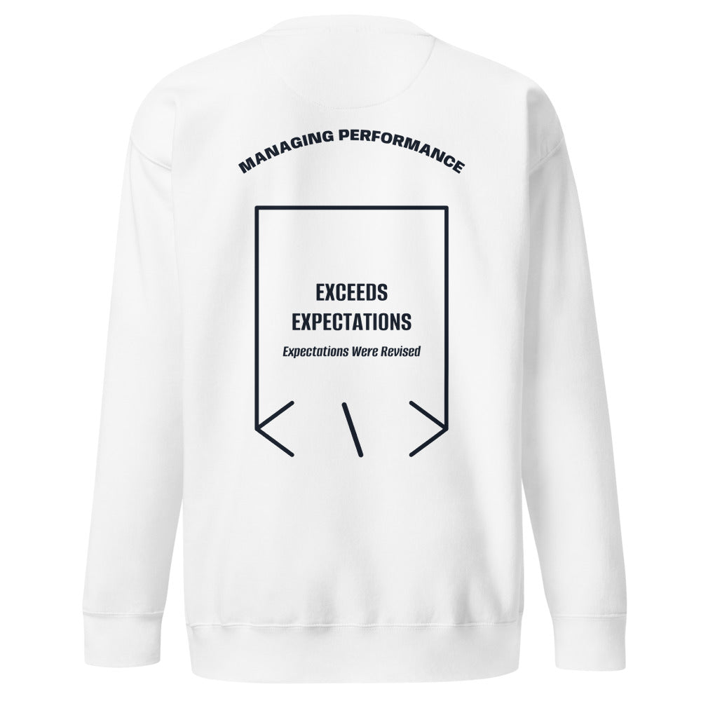 Exceeds Expectations — White Navy Blazer back mockup