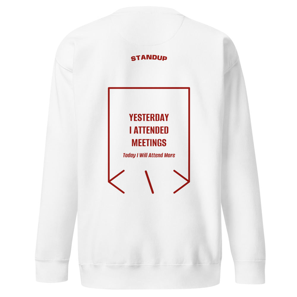 Yesterday I Attended Meetings — White Cardinal back mockup
