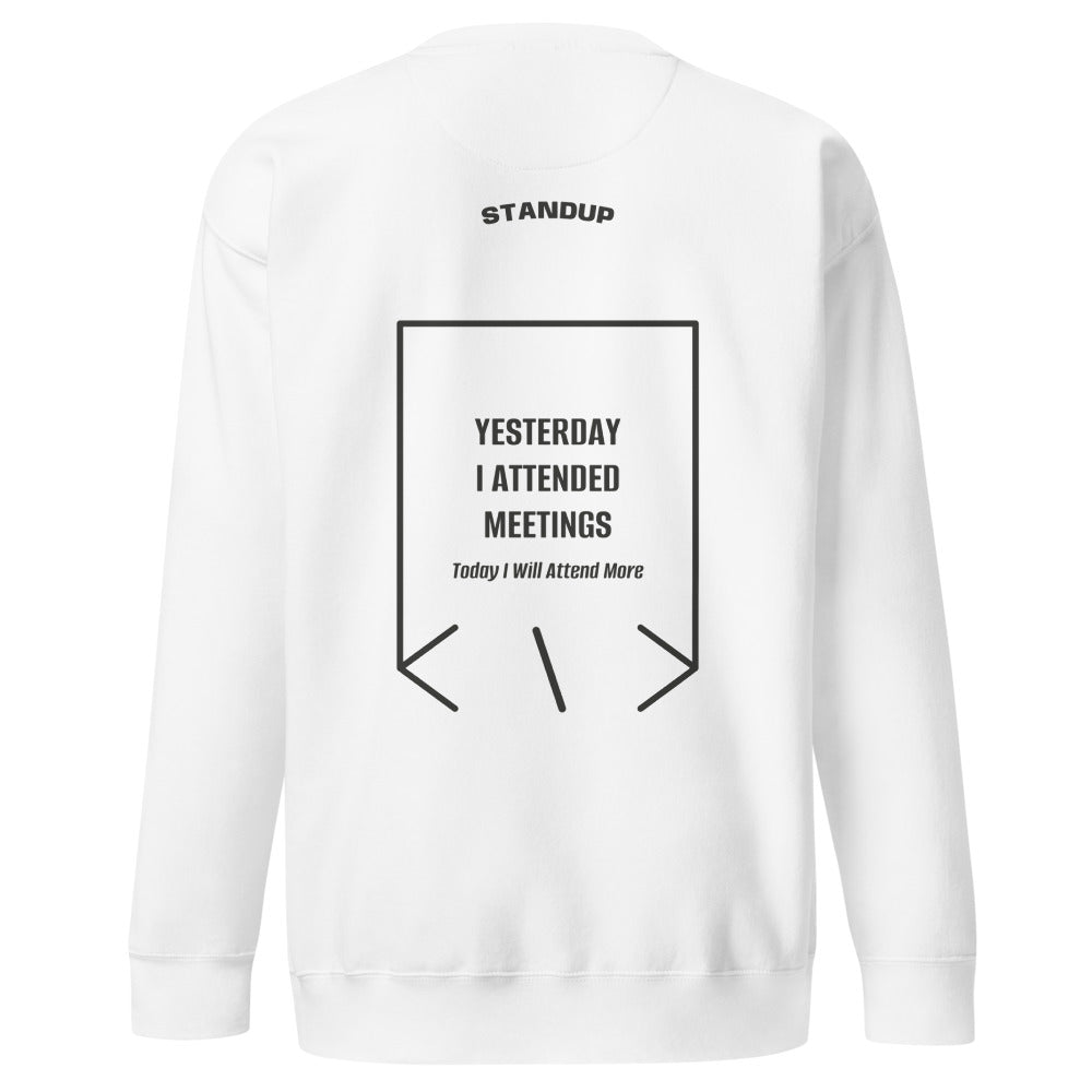 Yesterday I Attended Meetings — White Charcoal Heather back mockup