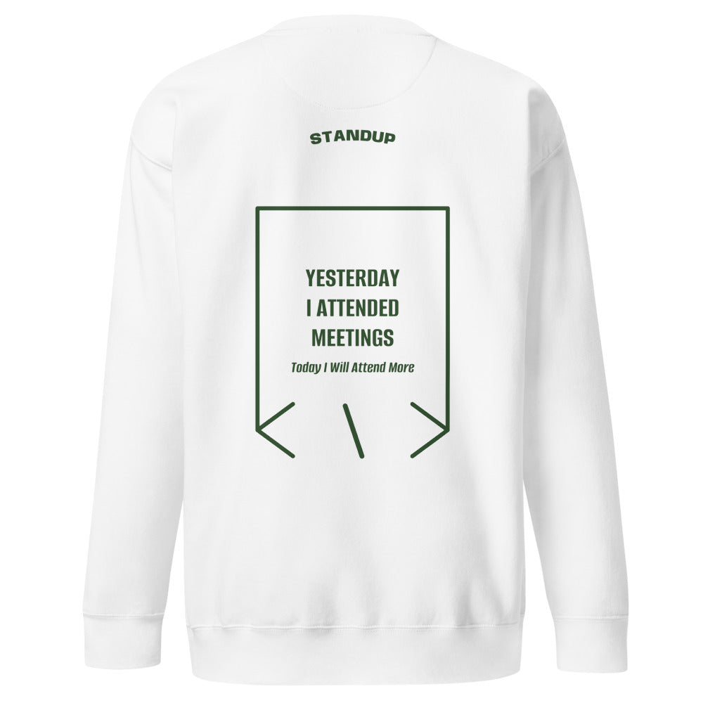Yesterday I Attended Meetings — White Forest Green back mockup