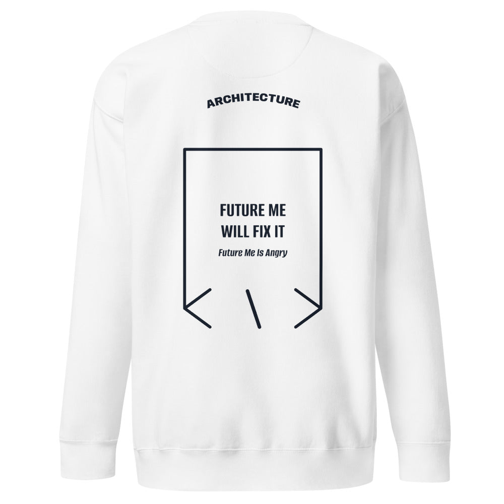 Future Me Will Fix It — White Navy Blazer back mockup