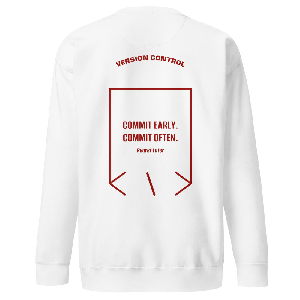 Commit Early. Commit Often. — White Cardinal back mockup