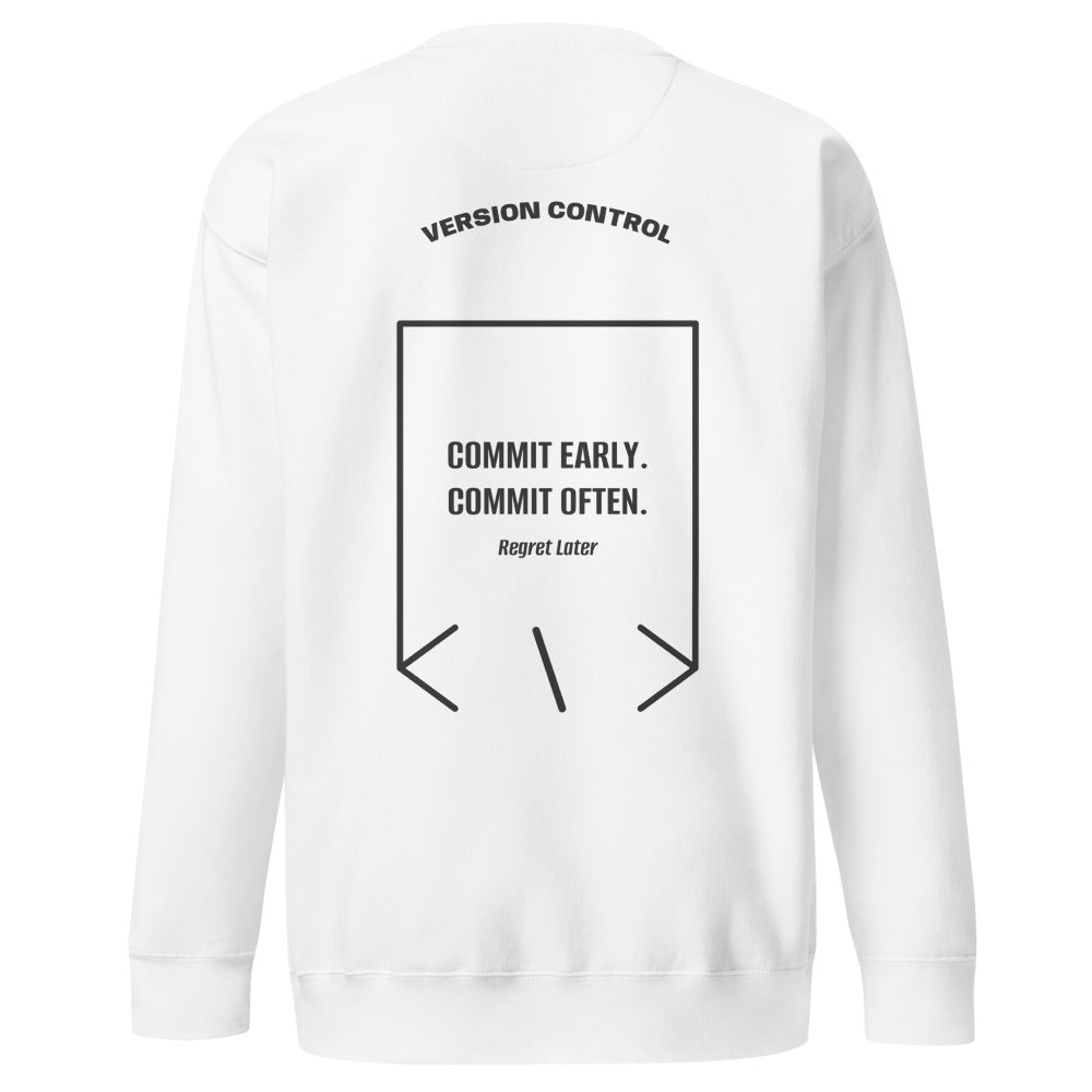 Commit Early. Commit Often. — White Charcoal Heather back mockup