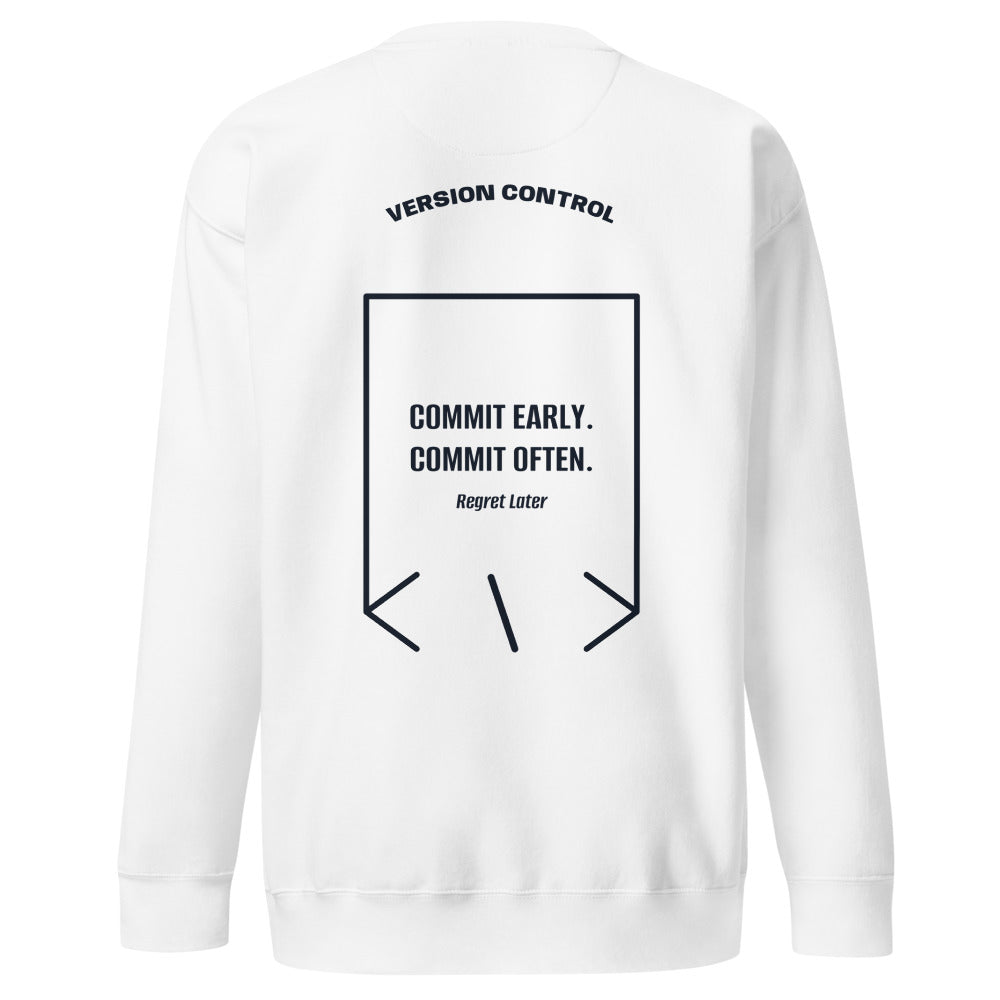Commit Early. Commit Often. — White Navy Blazer back mockup
