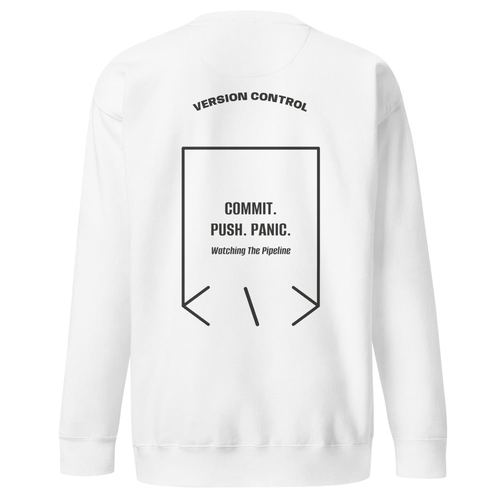 Commit. Push. Panic. — White Charcoal Heather back mockup