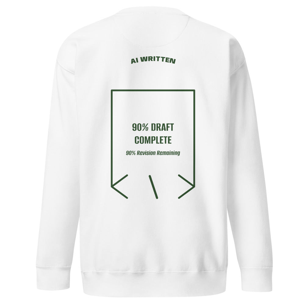 90% Draft Complete — White Forest Green back mockup