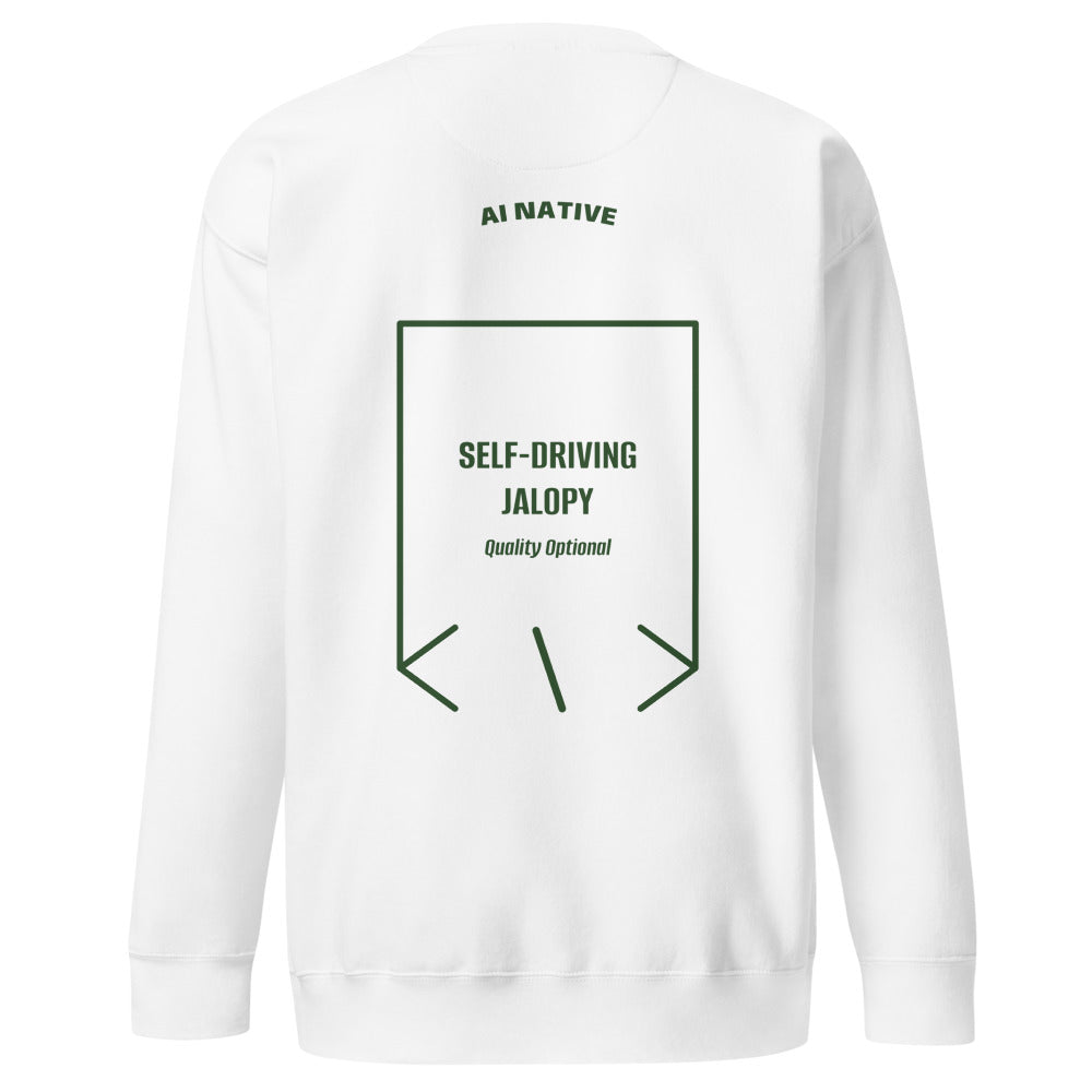 Self-Driving Jalopy — White Forest Green back mockup