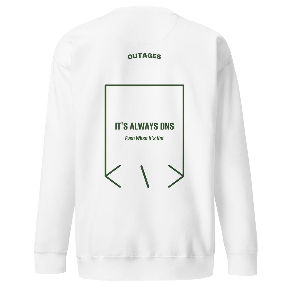 It's Always DNS — White Forest Green back mockup