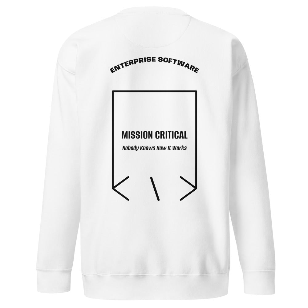Mission Critical — White Black back mockup