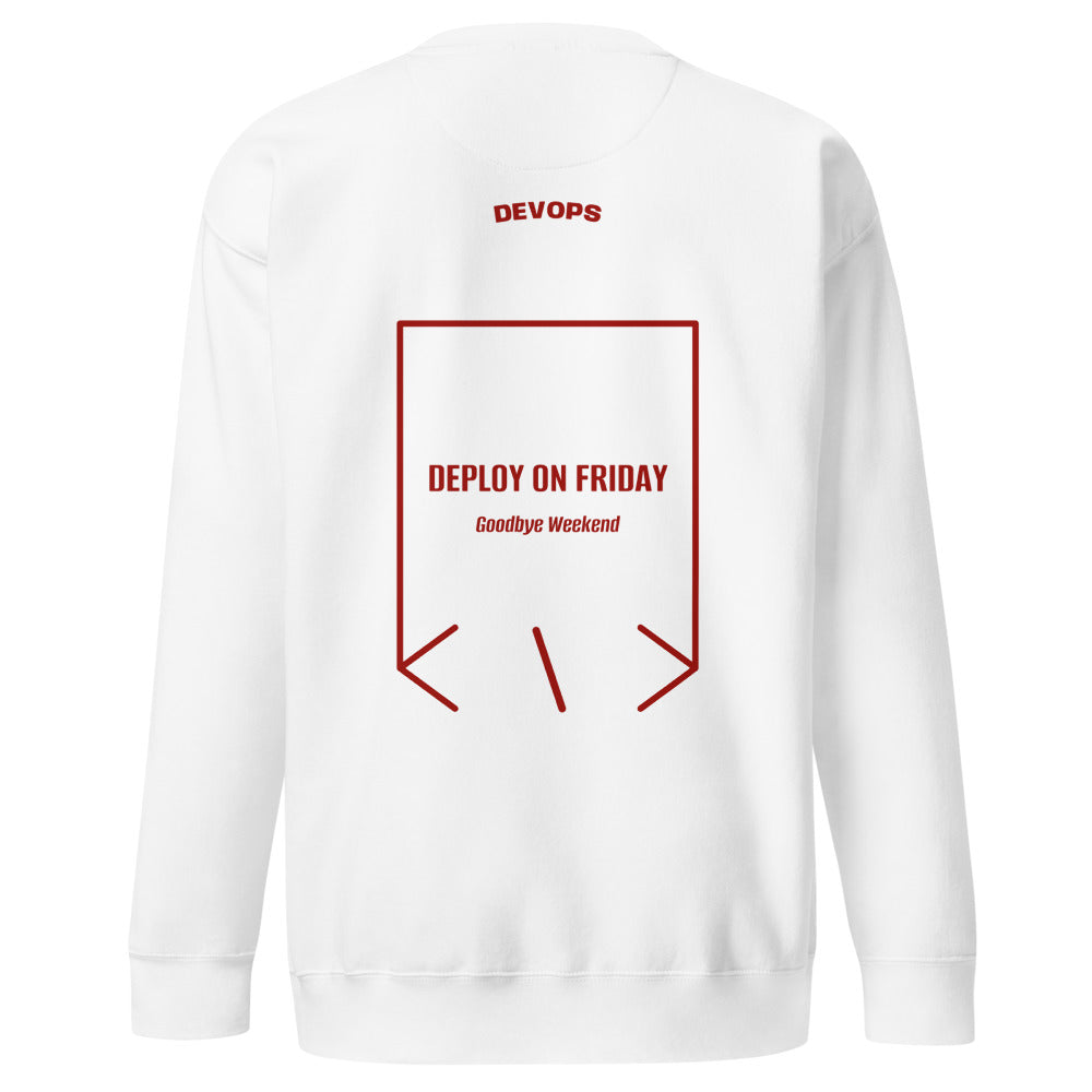 Deploy On Friday — White Cardinal back mockup