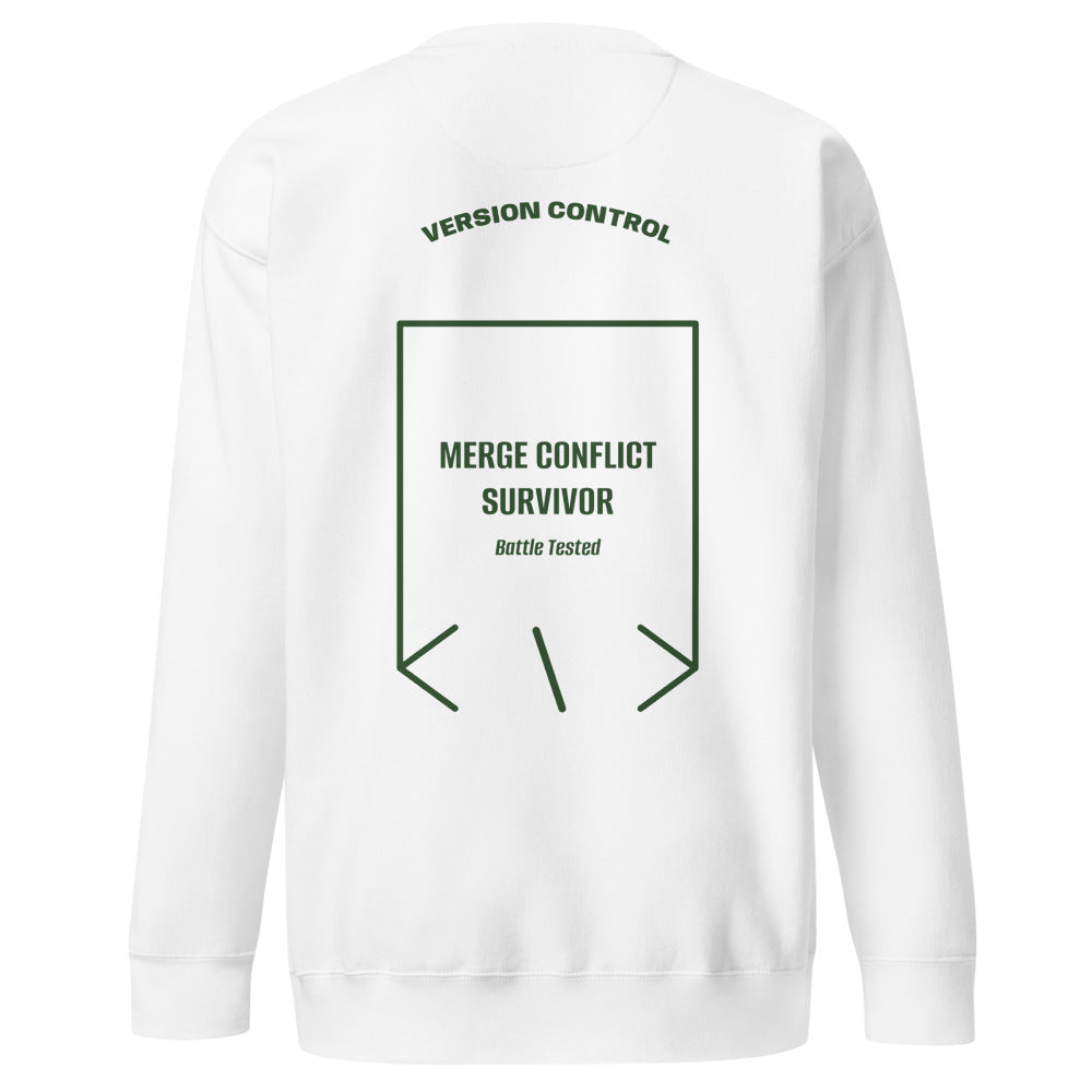 Merge Conflict Survivor — White Forest Green back mockup