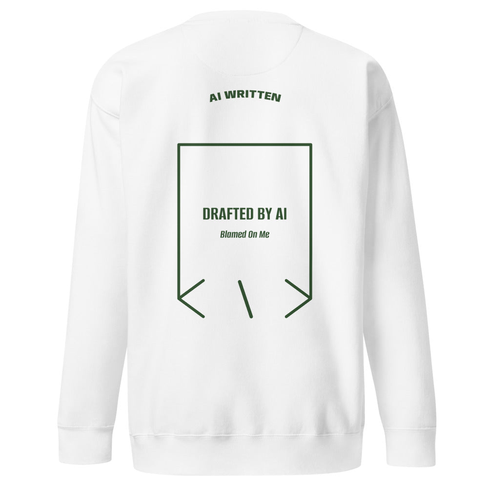 Drafted By AI — White Forest Green back mockup