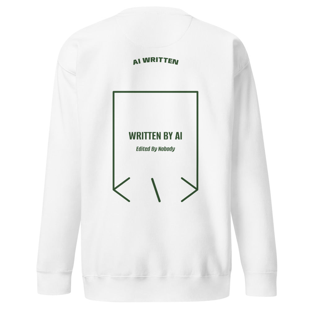 Written By AI — White Forest Green back mockup