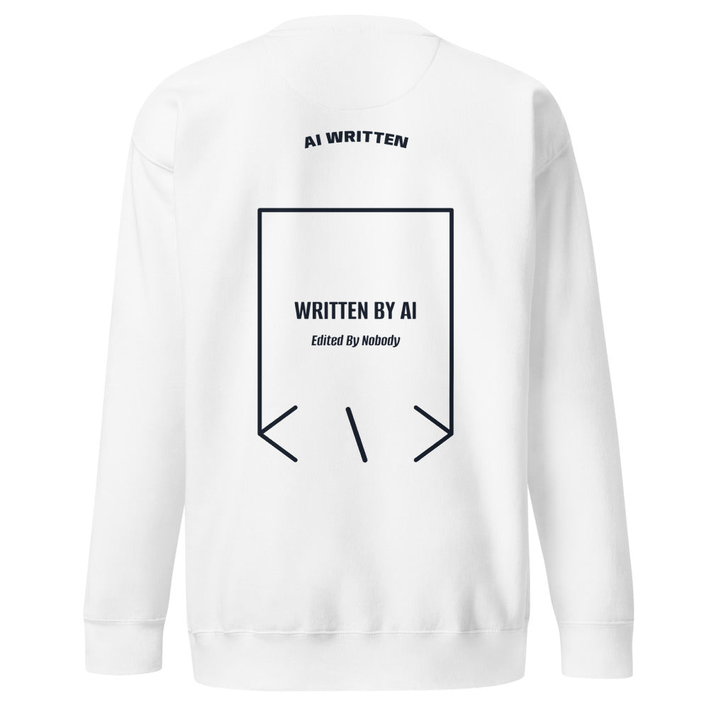 Written By AI — White Navy Blazer back mockup