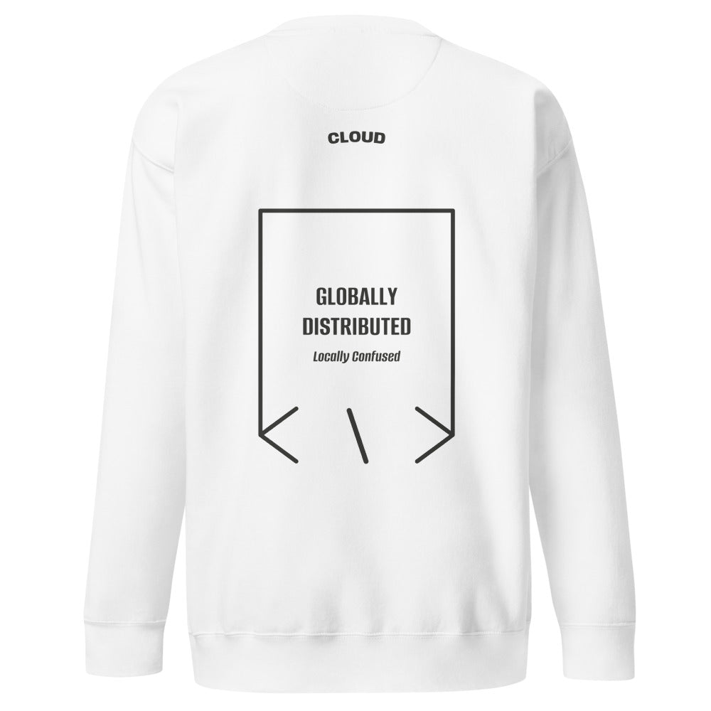 Globally Distributed — White Charcoal Heather back mockup