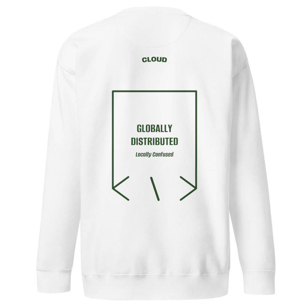 Globally Distributed — White Forest Green back mockup
