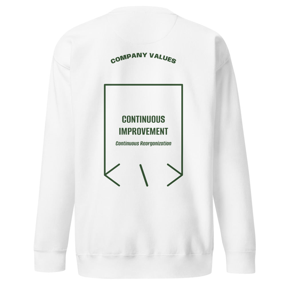 Continuous Improvement — White Forest Green back mockup