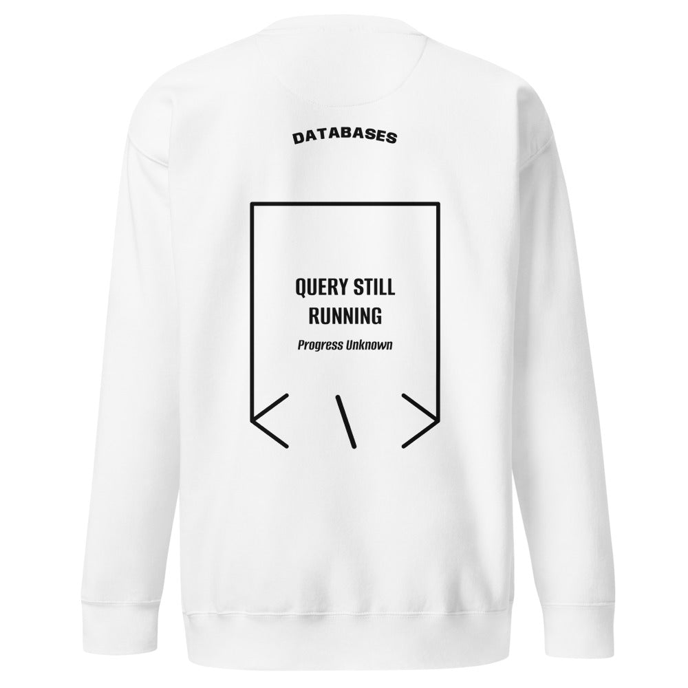 Query Still Running — White Black back mockup
