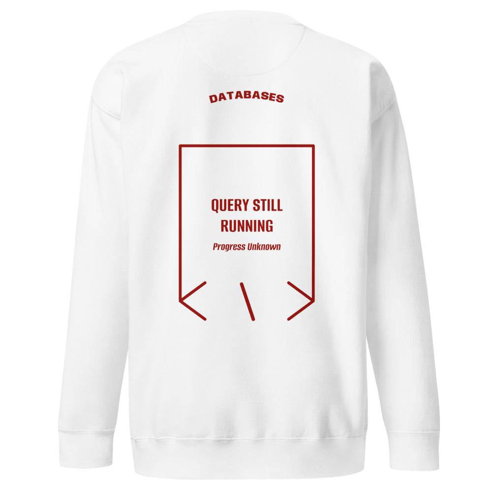 Query Still Running — White Cardinal back mockup