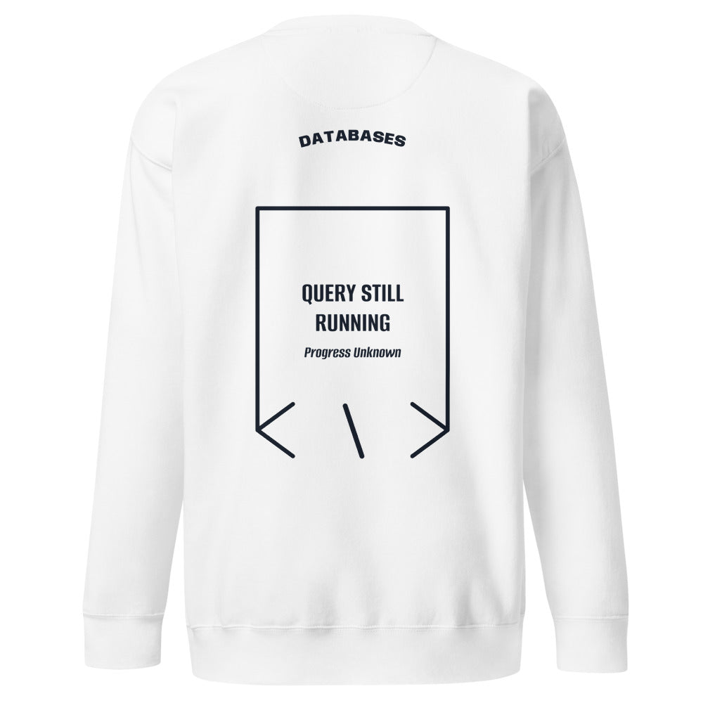 Query Still Running — White Navy Blazer back mockup