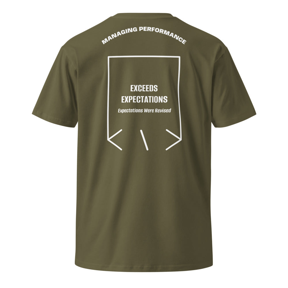 Exceeds Expectations — Army White back mockup