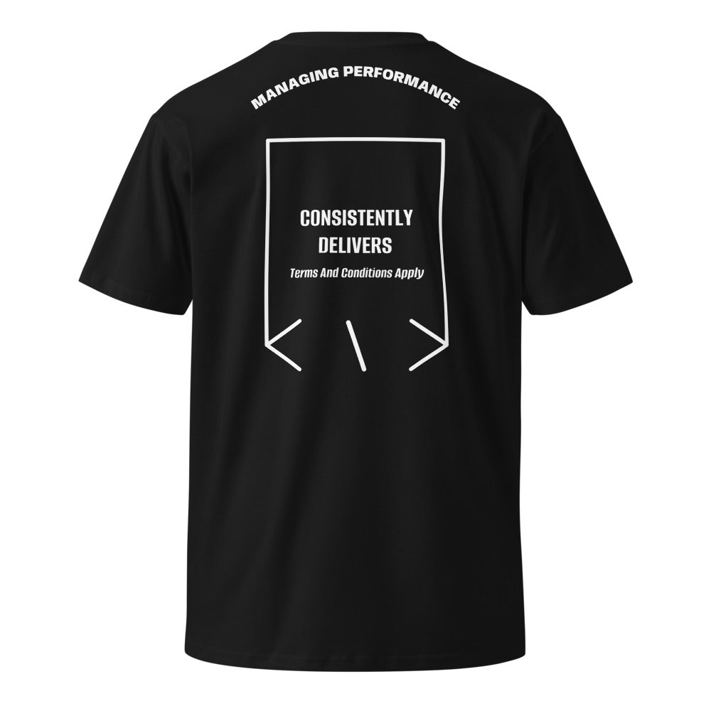 Consistently Delivers — Black White back mockup
