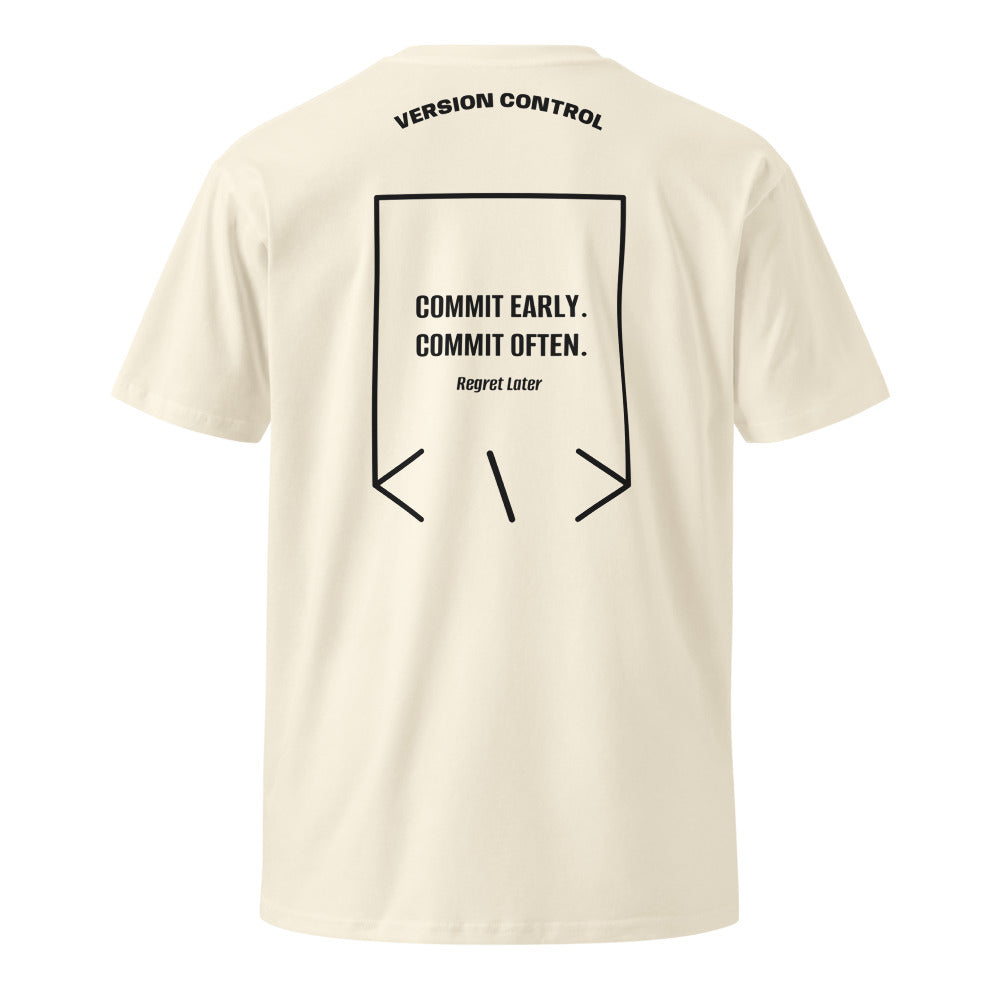 Commit Early. Commit Often. — secondary back mockup