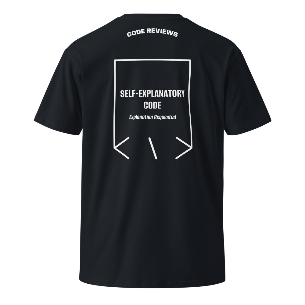 Self-Explanatory Code — Navy White back mockup