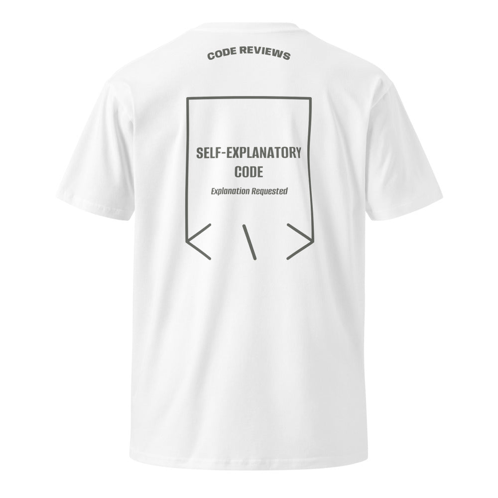 Self-Explanatory Code — White Charcoal back mockup