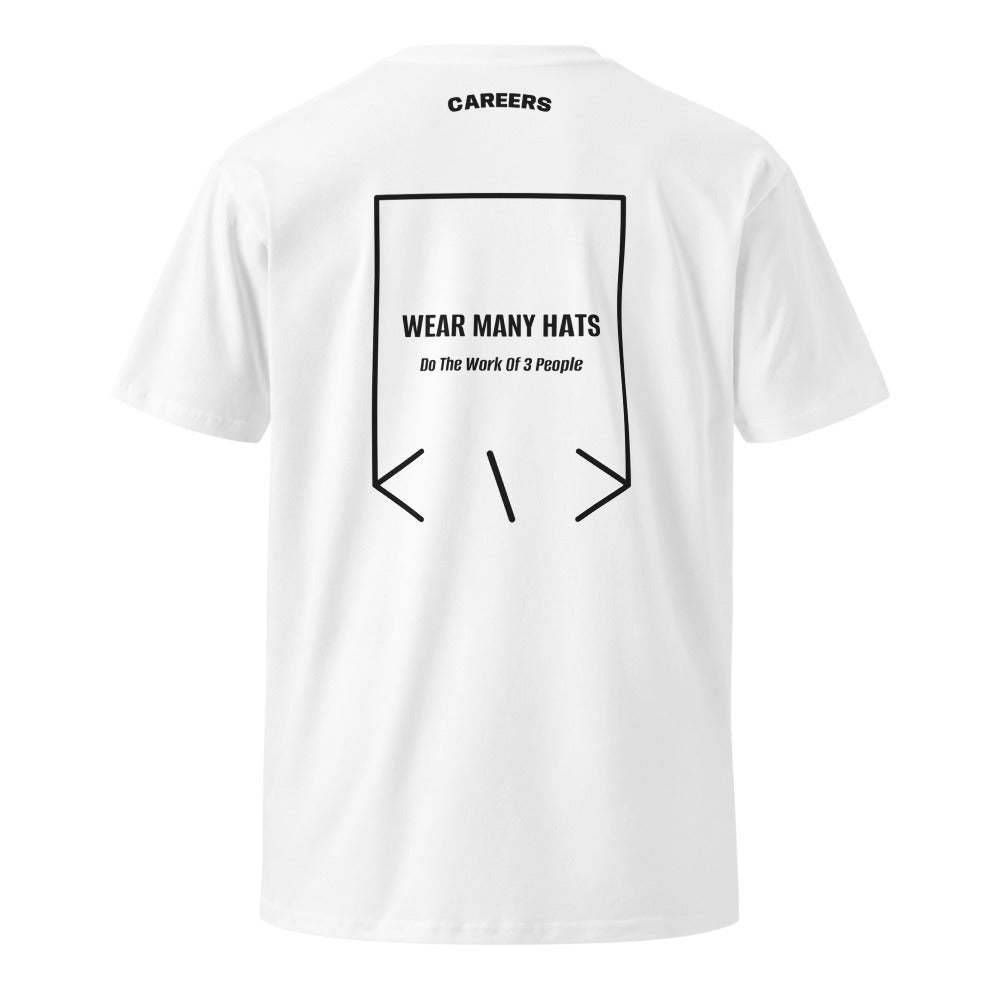 Wear Many Hats — White Black back mockup