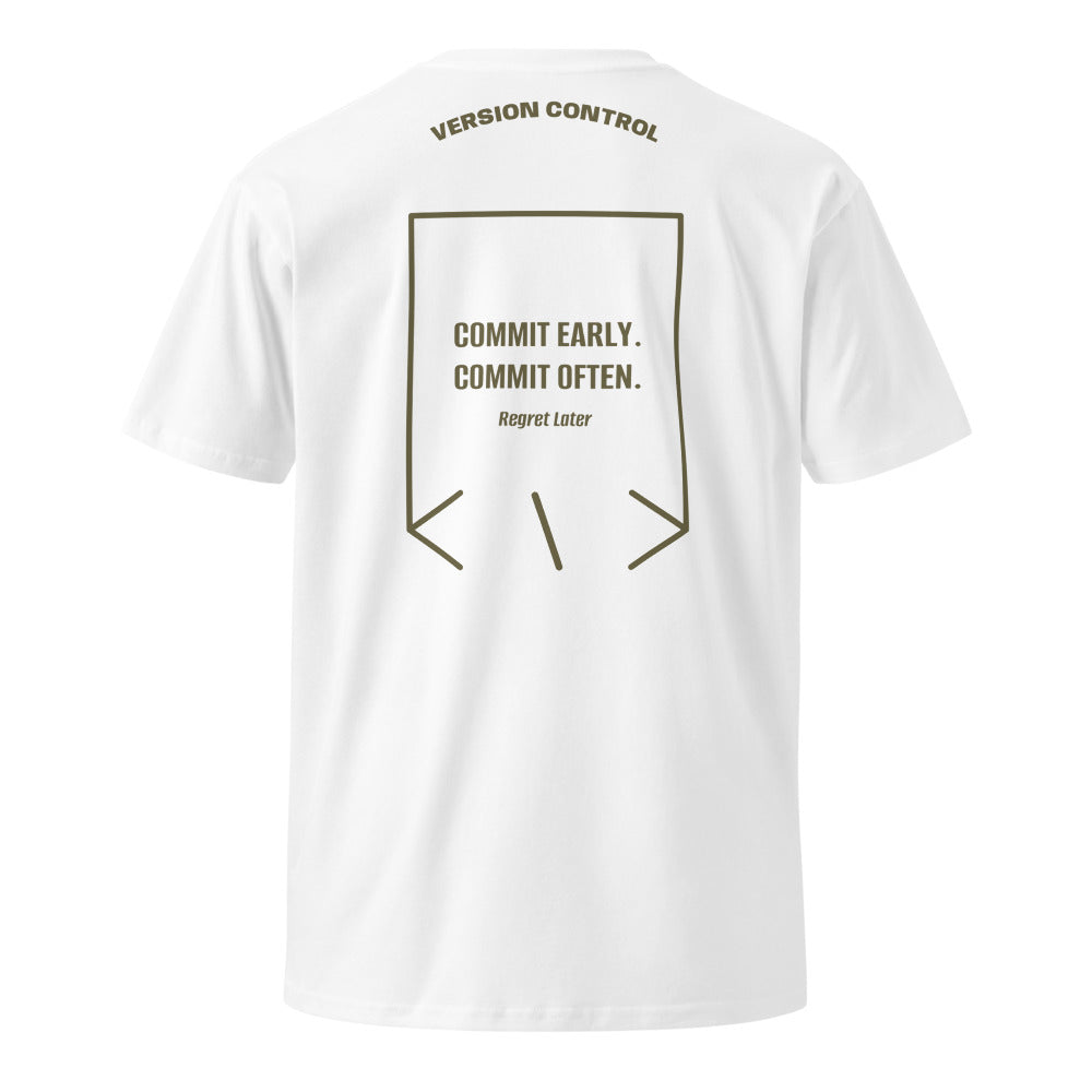 Commit Early. Commit Often. — White Army back mockup