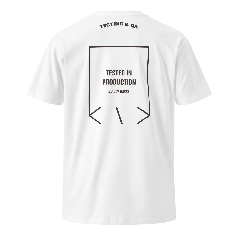 Tested In Production — White Coal back mockup