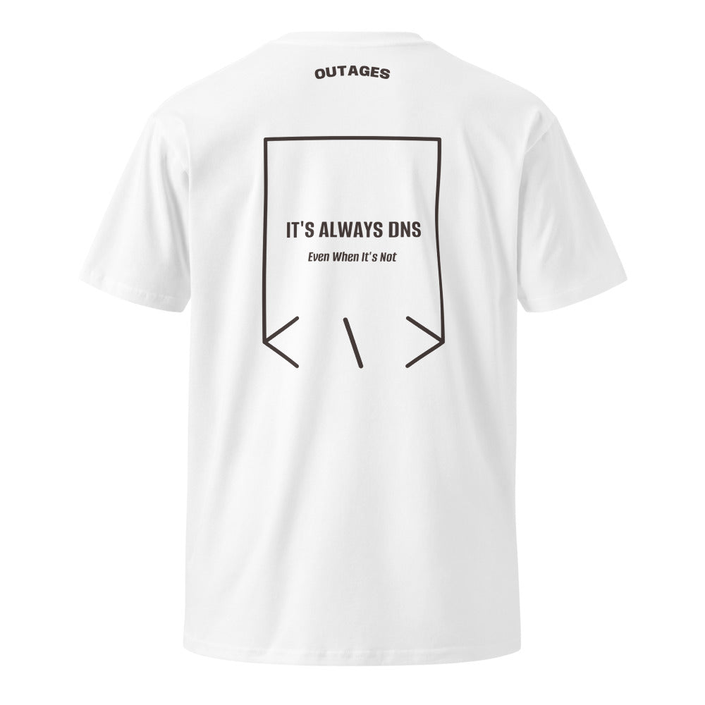 It's Always DNS — White Coal back mockup