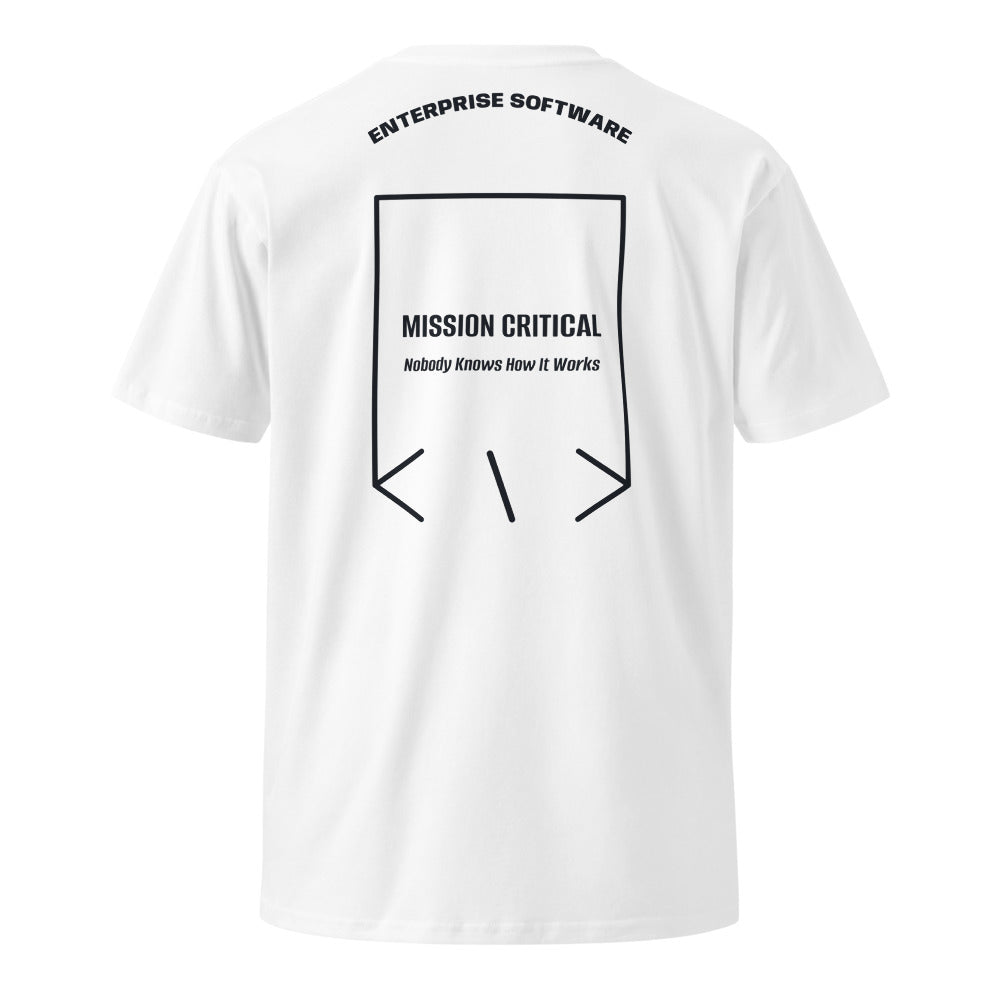 Mission Critical — White Navy back mockup