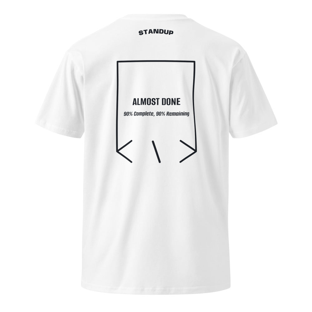 Almost Done — White Navy back mockup